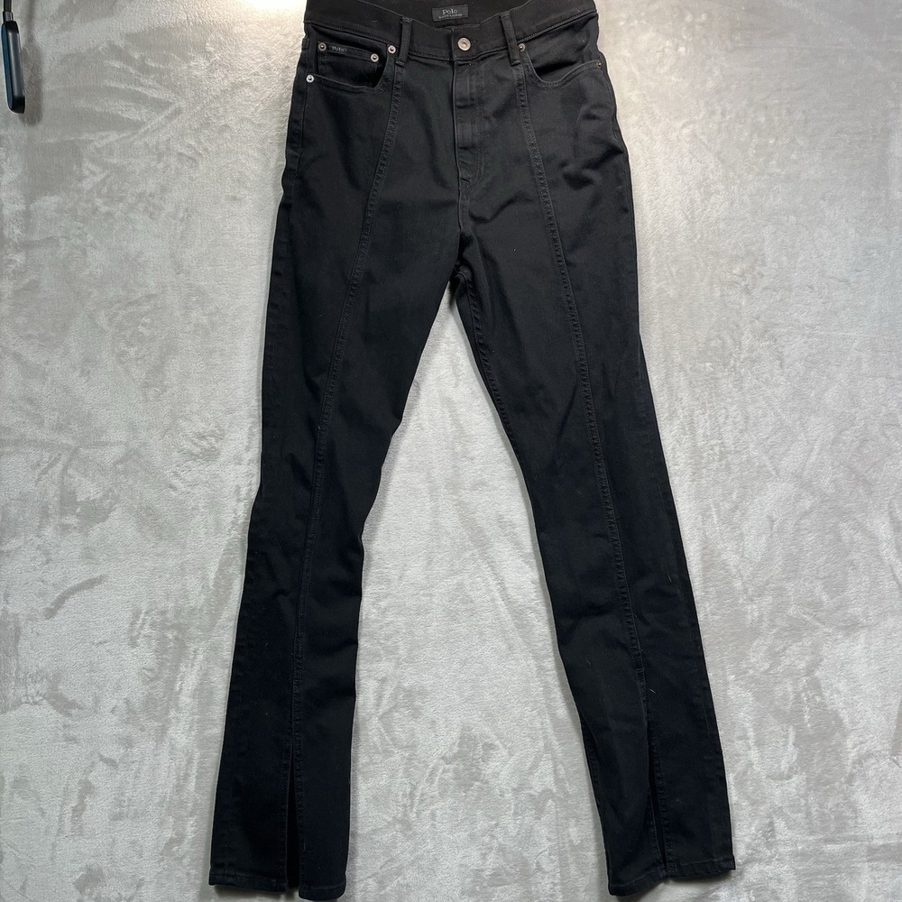 Polo Ralph Lauren Jeans Womens 30 Black The Straight Split‎ Hem Stretch Denim